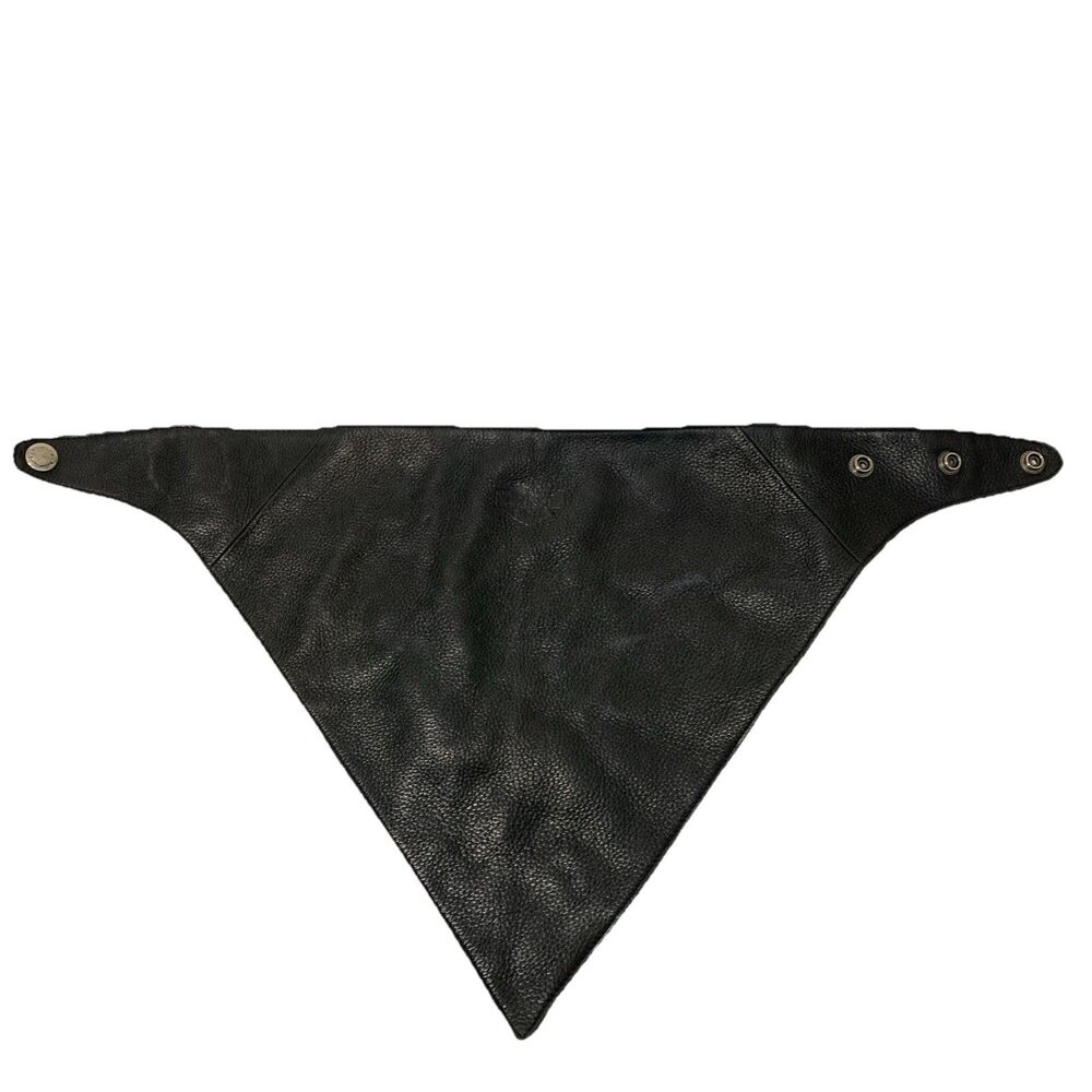 Vtg Harley Davidson Leather Face Gator Mask Bandana Sizeable Snaps Embossed Logo